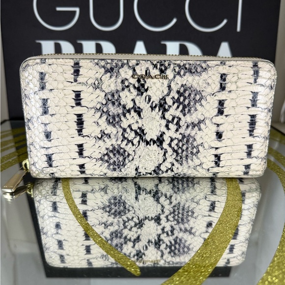 Coach Snake Print Wallet in Black and White - Picture 1 of 6